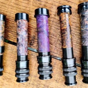 custom wood inserts in a variety of skeleton reel seats