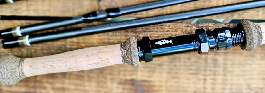 hex head all metal reel seat on two-handed fly rod